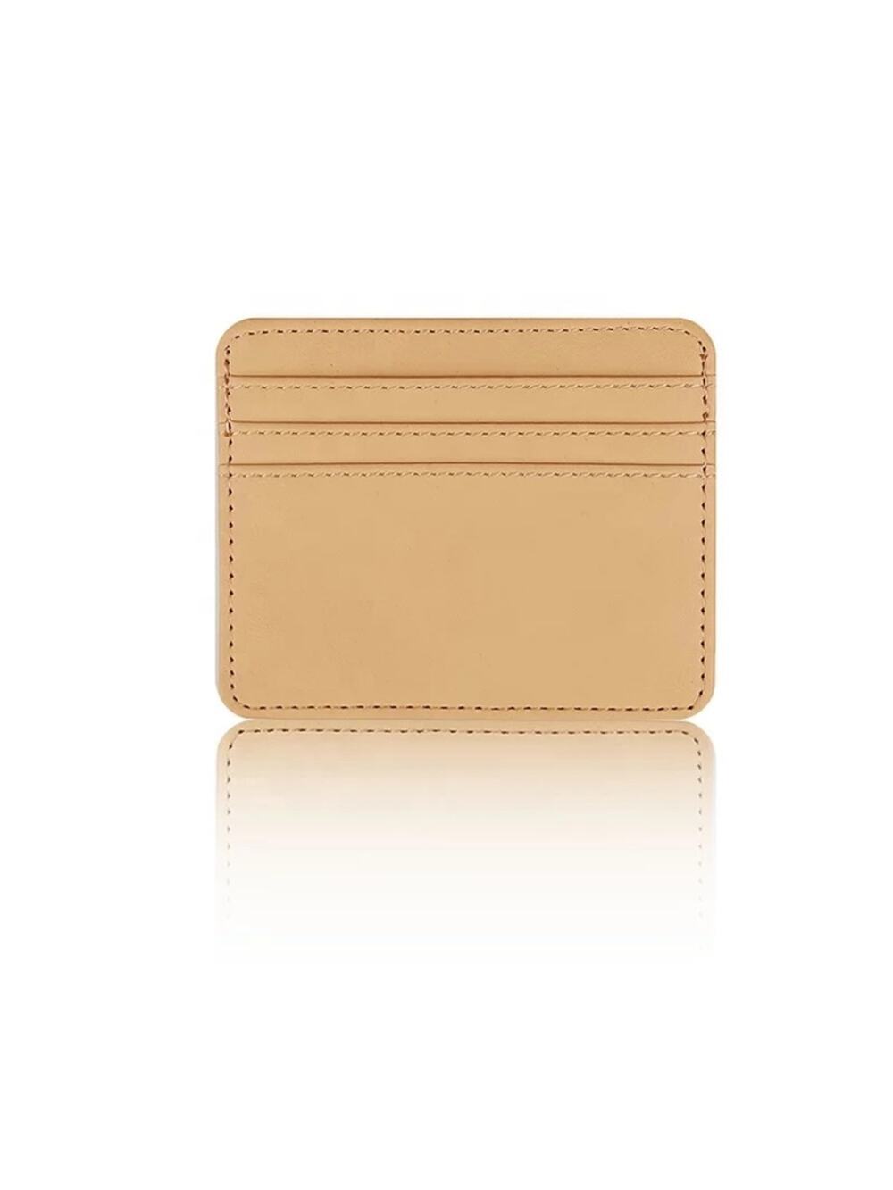 NEW slim faux leather khaki tan color Minimalist wallet credit card holder B191